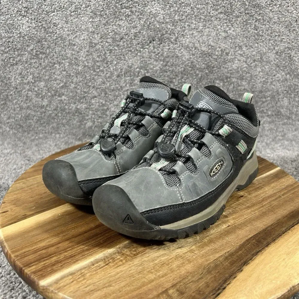 KEEN Targhee Low Kids Youth Size 2 Gray Waterproof Hiking Trail Shoes Used